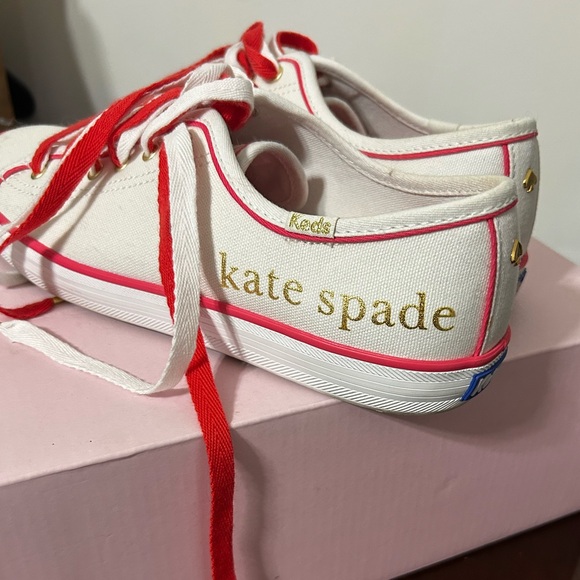Kate Spade White and Pink Keds Size 7.5 - Picture 3 of 5